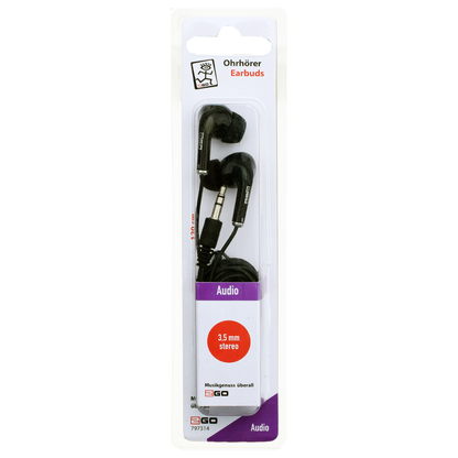 In-Ear Stereo-Ohrhörer - Klinkenstecker - schwarz - Verpackung
