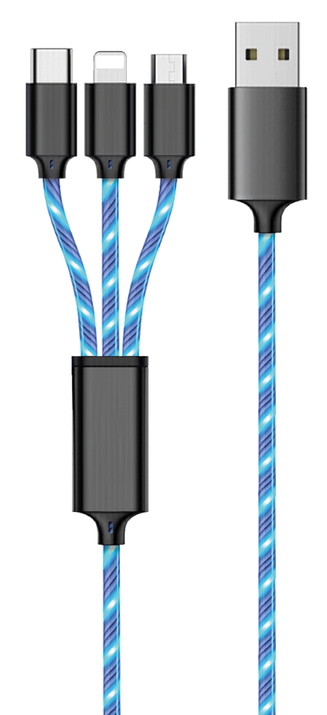 3 in1 LED Kabel blau