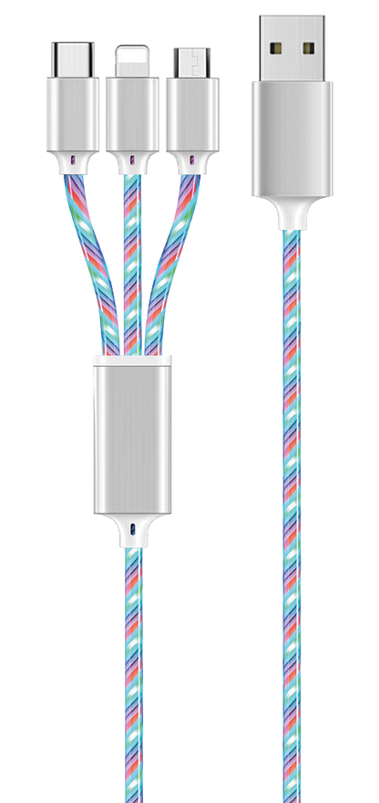 3 in 1 USB LED Kabel - multicolor - 100 cm