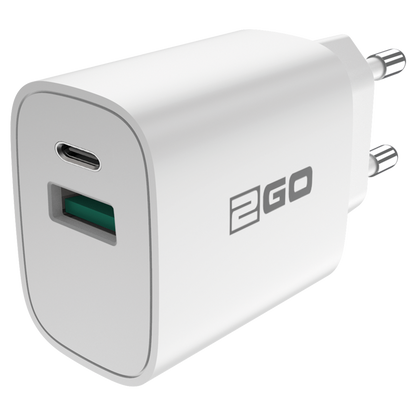 USB Netzladegerät 100 V - 240 V - 1 x USB A - 1 x USB Type-C - 3000 mA -weiß