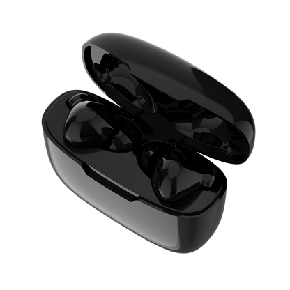 Headset "TWS Dynamic" - Ladebox - Touch-Steuerung - schwarz - Ladebox diagonal