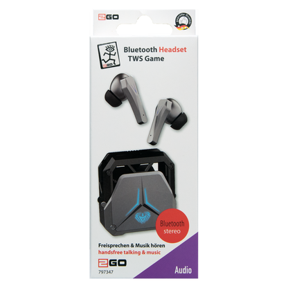 Bluetooth Headset Game - Ladebox - Touch-Steuerung - LED-Illumination - silber - Verpackung