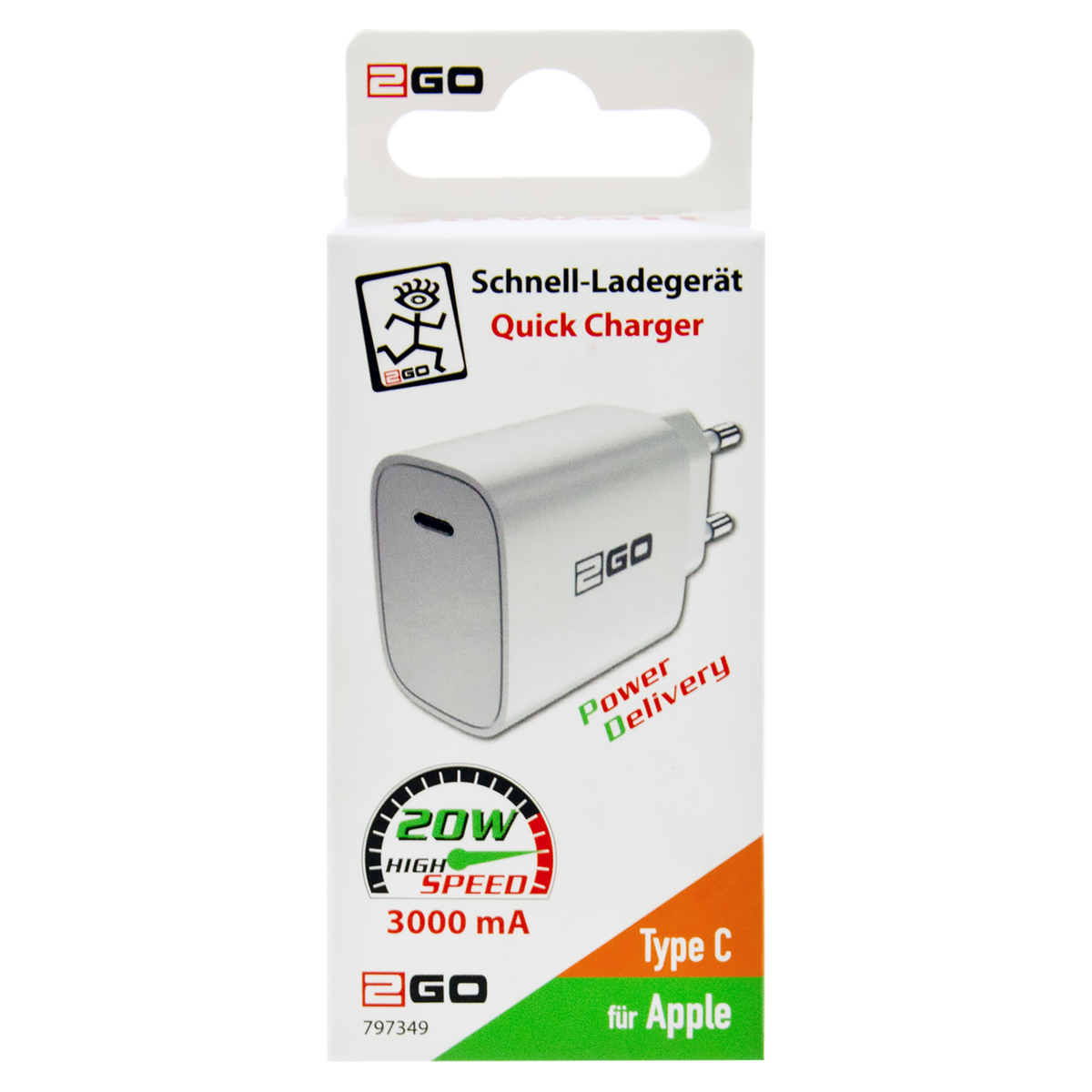 Netz-Ladegerät 100 V - 240 V - Power Delivery - 1 x USB Type-C - 20 W - 3600 mA - weiß