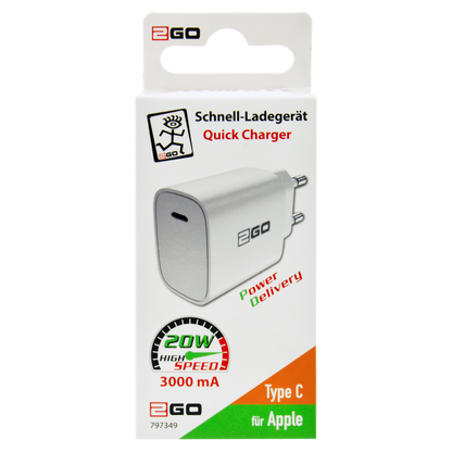 Netz-Ladegerät 100 V - 240 V - Power Delivery - 1 x USB Type-C - 20 W - 3600 mA - weiß