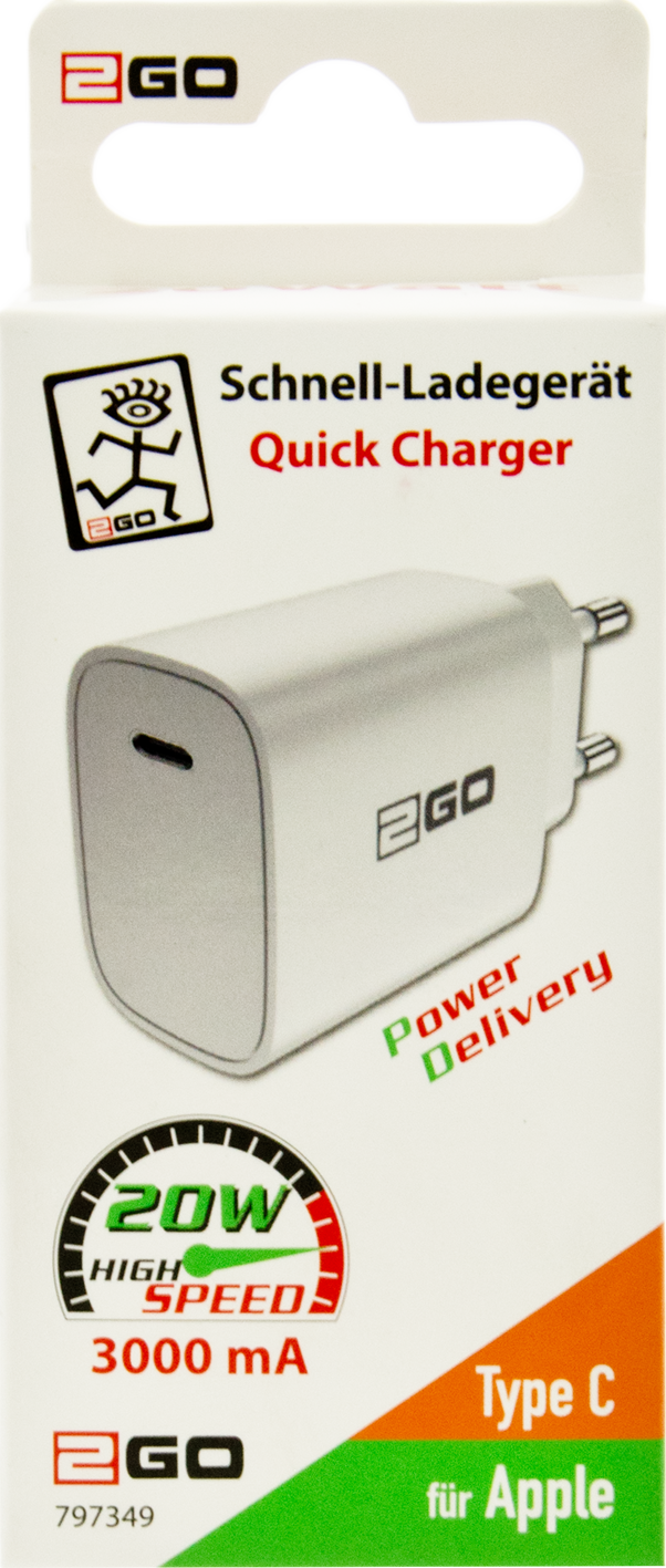 USB Netzladegerät 100 V - 240 V - 1 x USB Type-C - 3000 mA - 20 W - weiß - Verpackung
