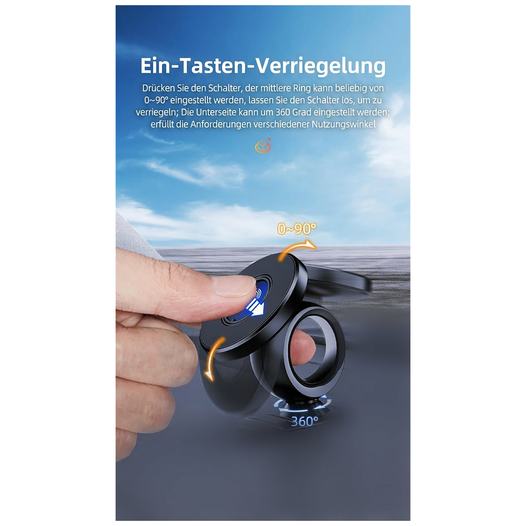 Halter "Airmag Pro" - Magnet - 360° drehbar - schwarz - Anwendung