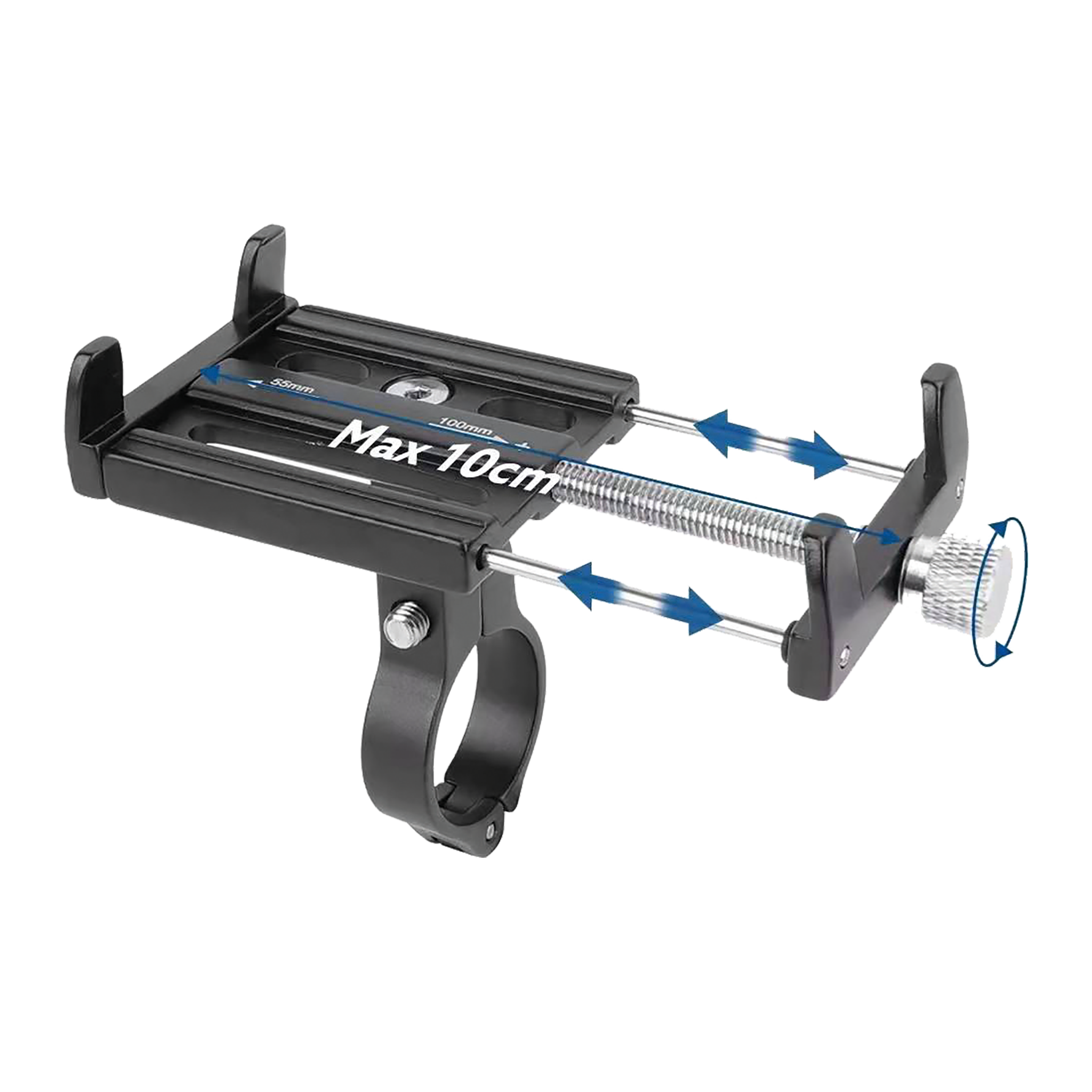 Halter "Luxury" - Aluminium - 55 mm bis 100 mm Breite - schwarz - maximale Spannweite