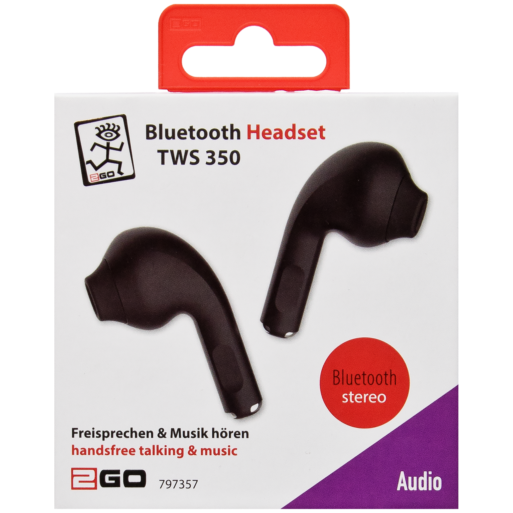 Headset "TWS 350" - Ladebox - Touch-Steuerung - schwarz - Verpackung