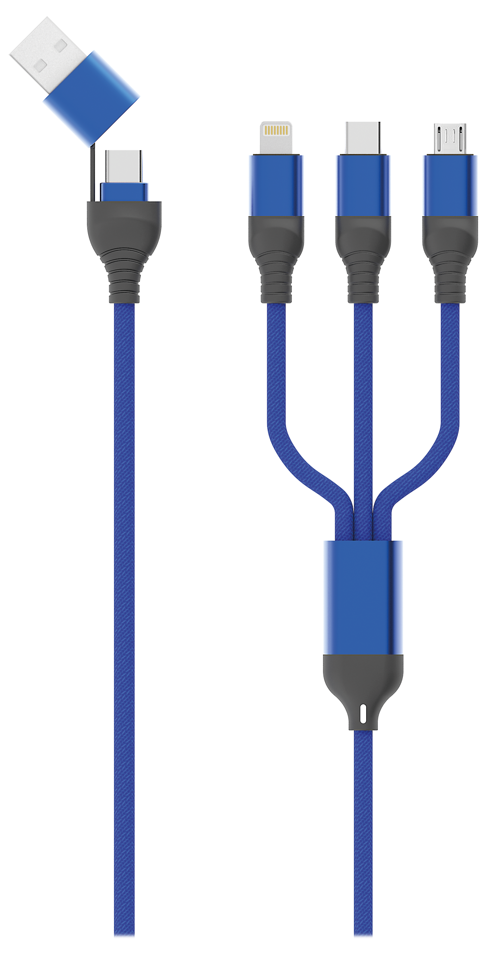 All in One USB Ladekabel - USB A / USB Type-C <-> Micro-USB / Apple 8-Pin / USB Type-C - 120 cm - diverse Farben
