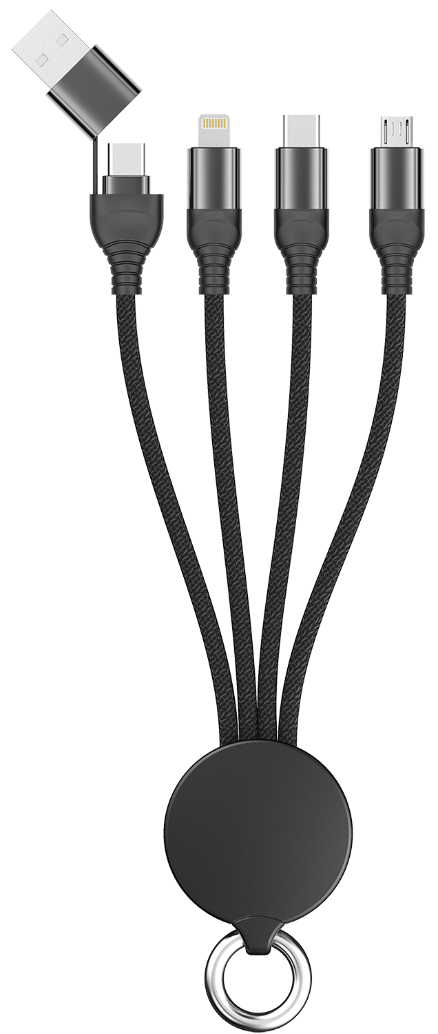 All in One USB Ladekabel - USB A / USB Type-C <-> Micro-USB / Apple 8-Pin / USB Type-C - 15 cm - diverse Farben