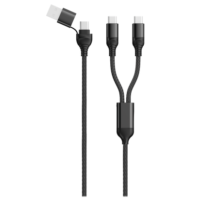 USB Ladekabel DUO - USB A oder USB Type-C auf 2 x USB Type-C - 120 cm - schwarz