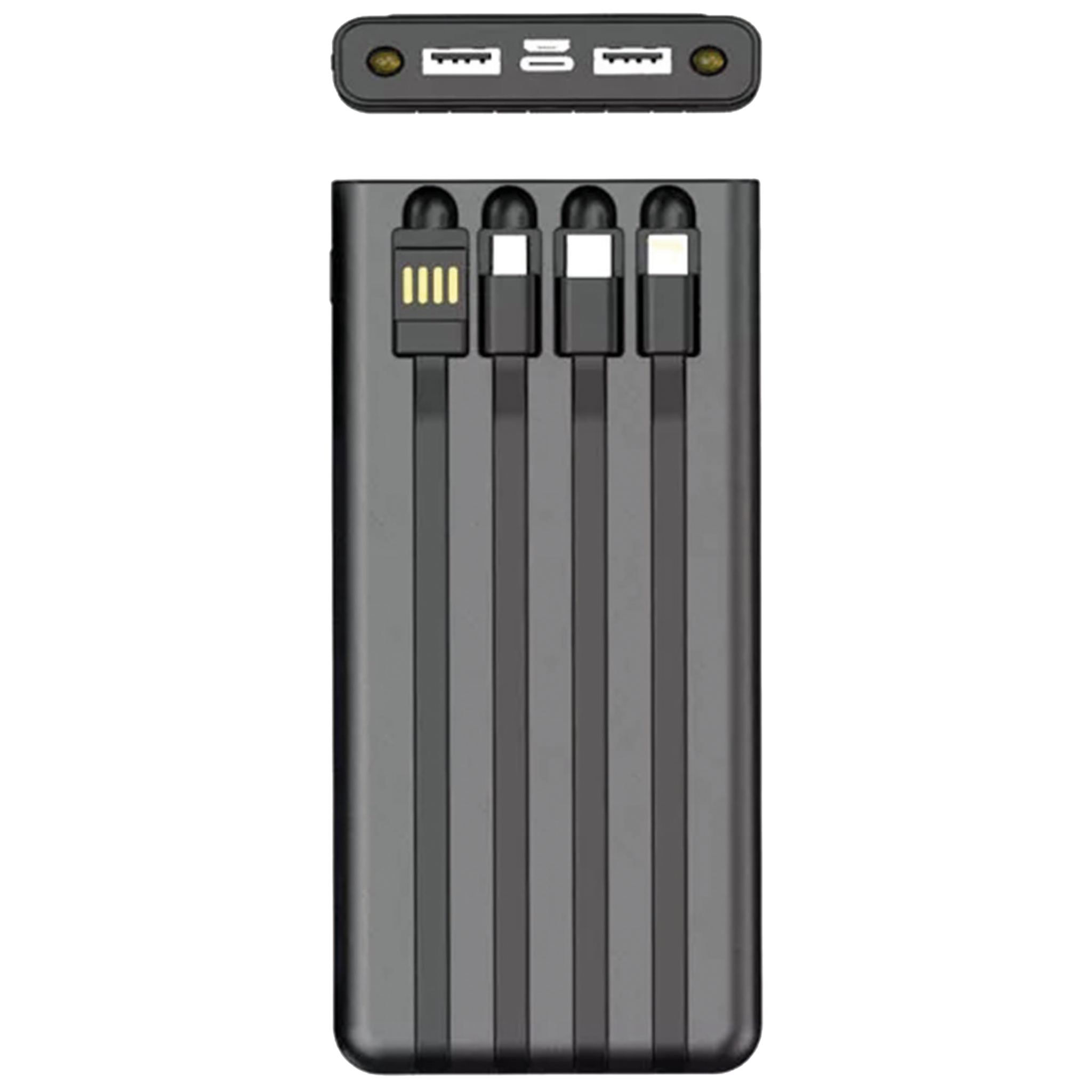 Powerbank 10000 mAh - integrierte Kabel - Solarpanel - Display - Flashlight - 2 x USB A - Rückansicht