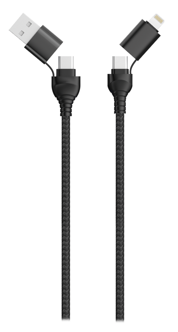 4 in 1 Multi Lade- & Datenkabel - USB A / USB Type-C <-> Apple 8-Pin / USB Type-C - verschiedene Längen - diverse Farben