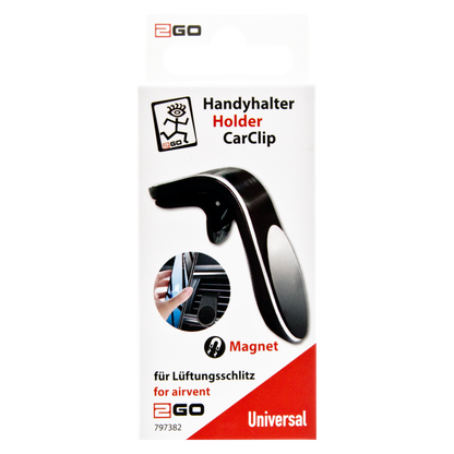 Halter "Carclip" - Lüftungsschlitz - Magnet - schwarz - Verpackung