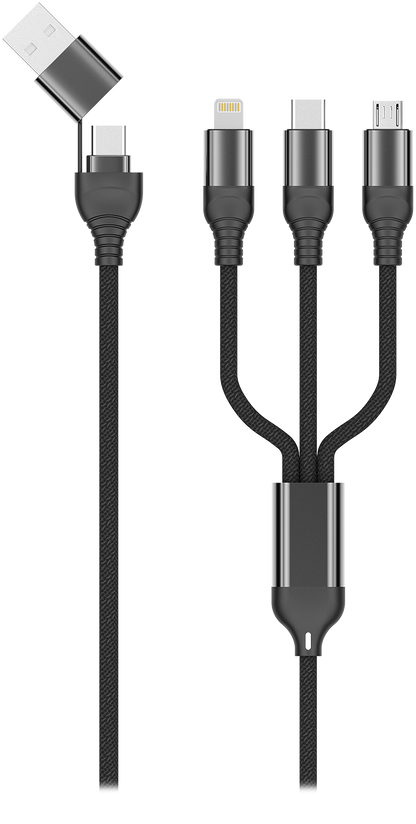 All in One USB / Type-C Ladekabel - schwarz - 100 cm