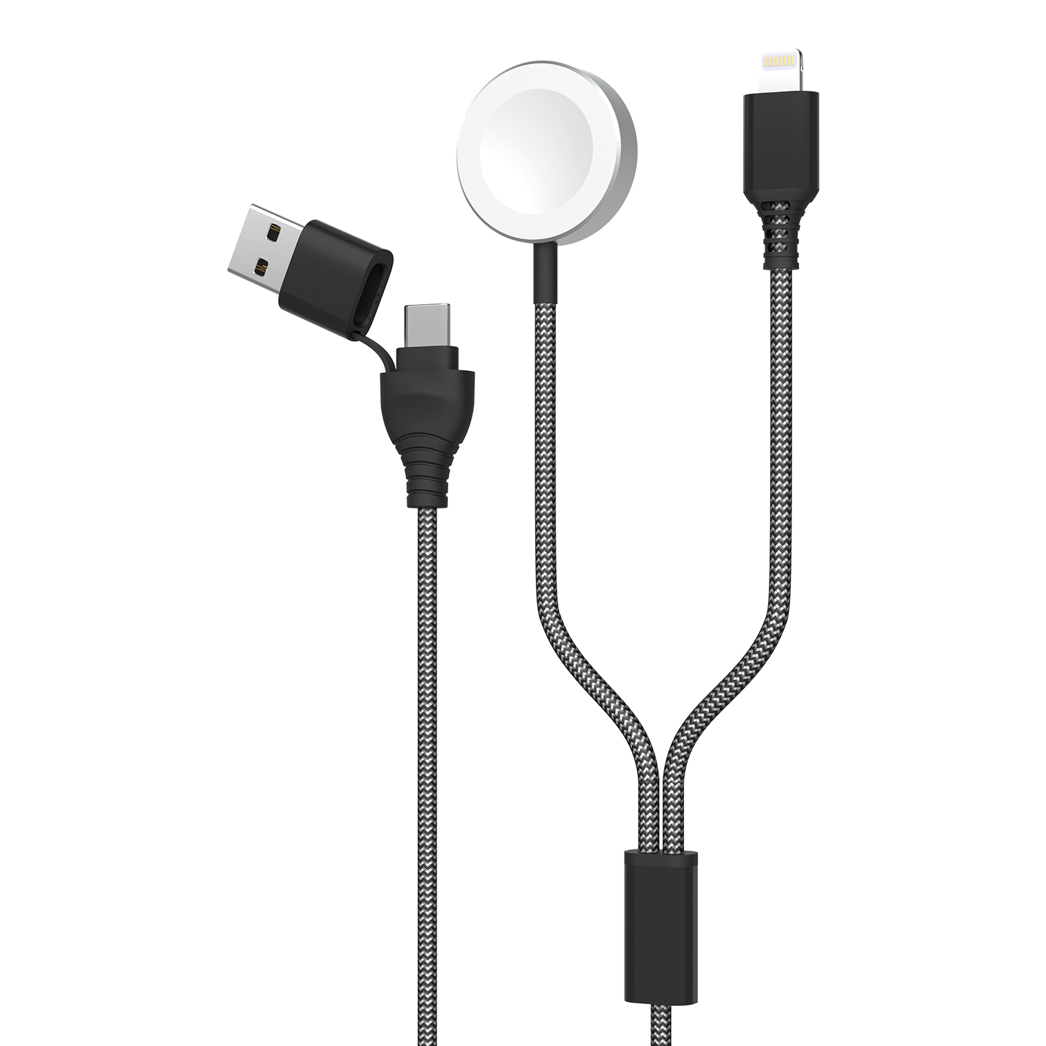 2 in 1 USB Ladekabel mit Lightning-Stecker und Ladeplatte für Watch