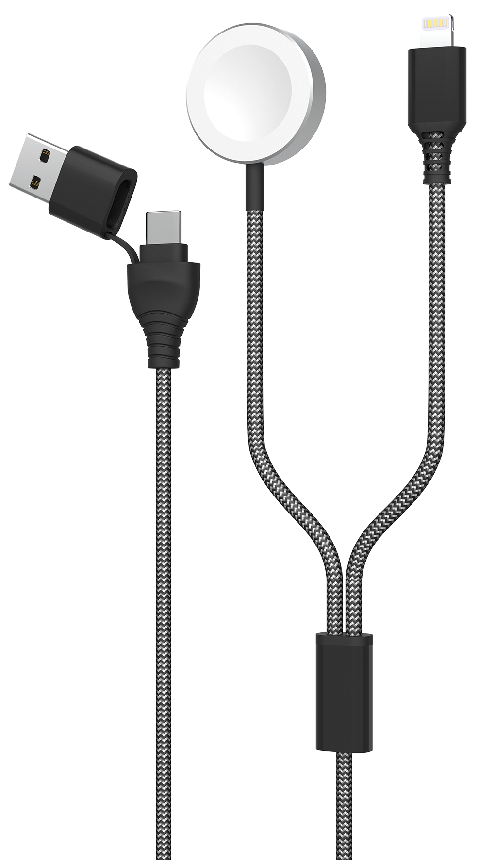 2 in 1 USB / Type-C Ladekabel - grau - 180 cm