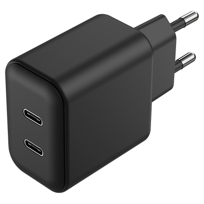 Netz-Ladegerät - Power Delivery & PPS - 2 x USB Type-C - 45 W - 3000 mA - schwarz