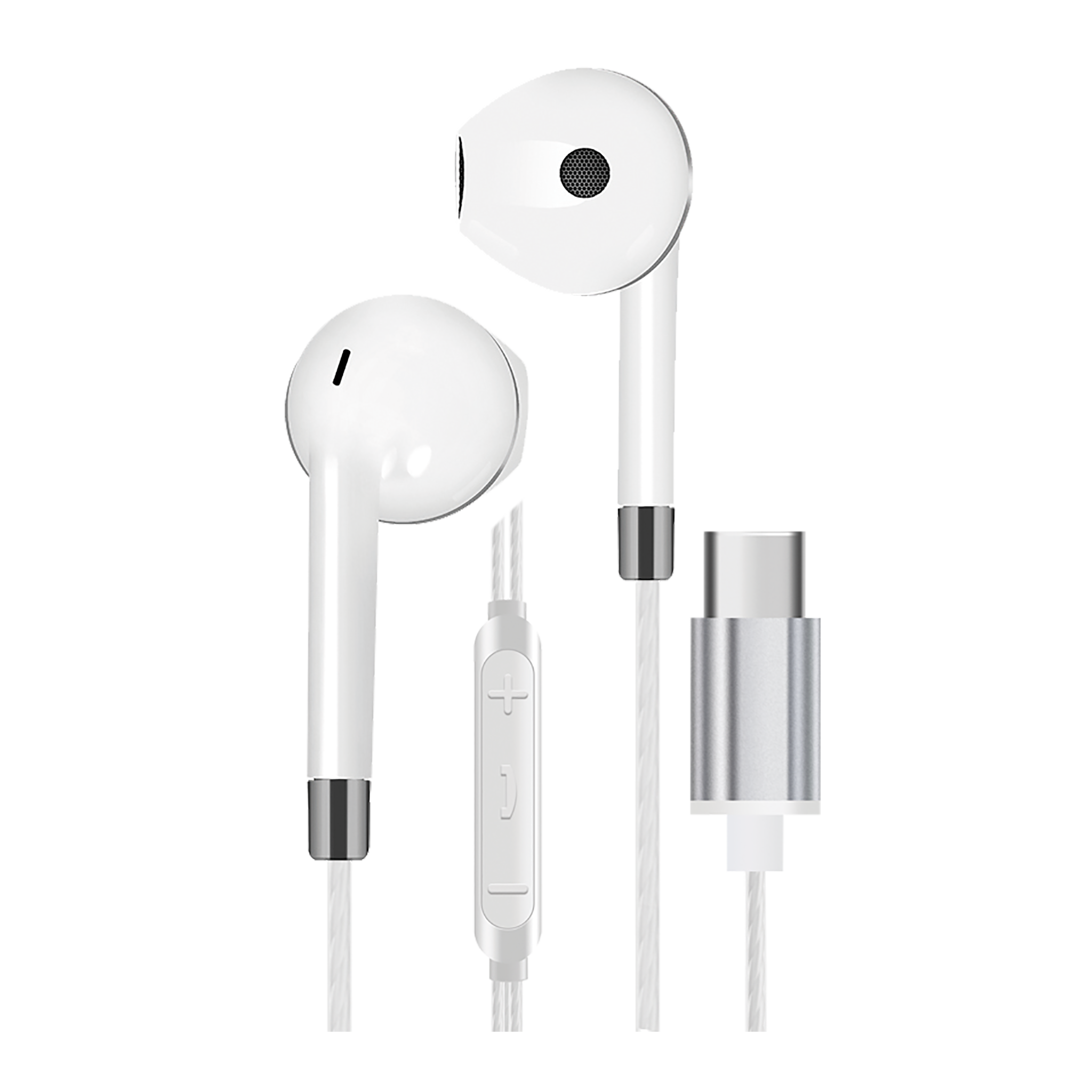 In-Ear-Headset "Comfort" - Aluminium-Gehäuse - Rufannahme - Lautstärkeregelung - USB Type-C - weiß/silber