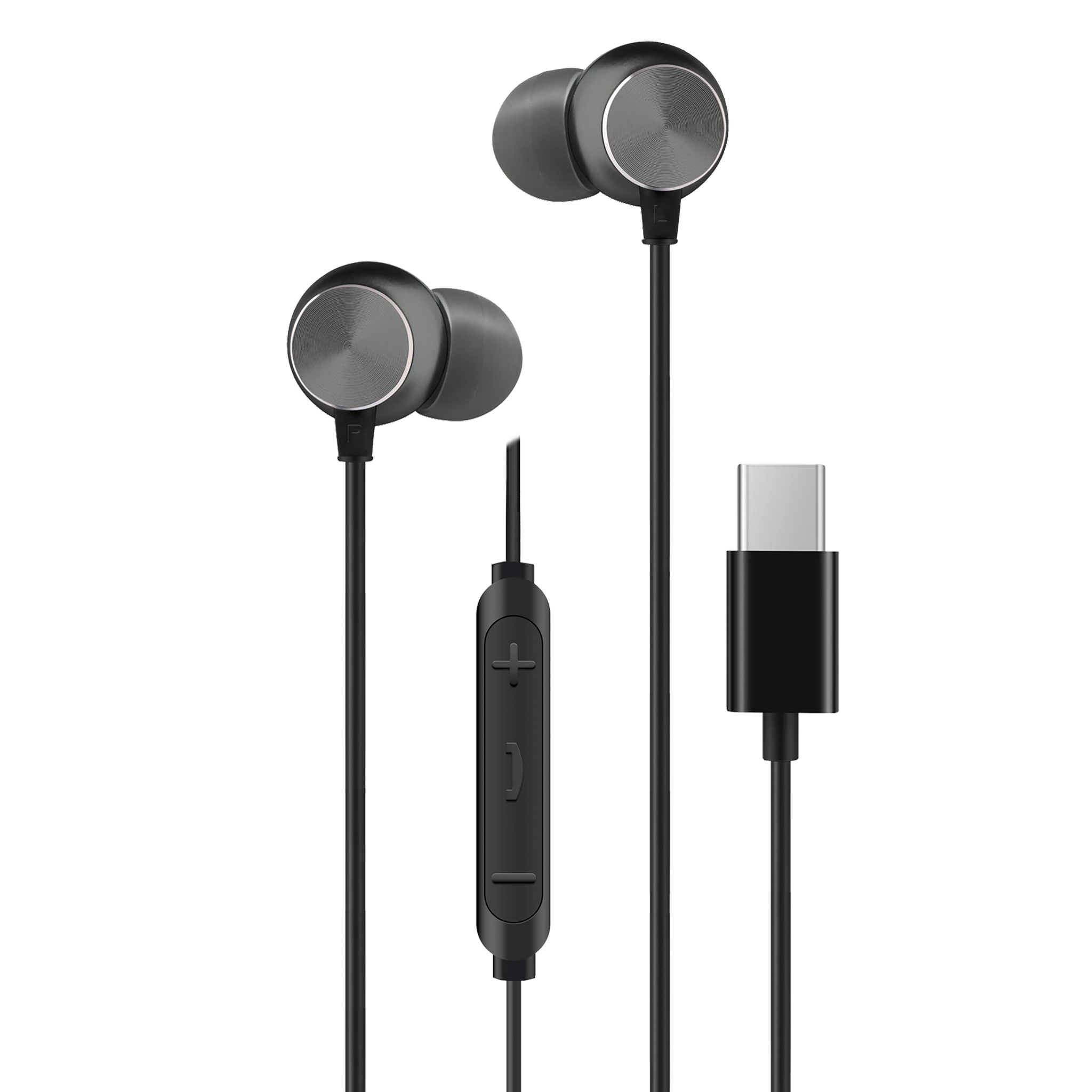 In-Ear-Headset "Deluxe" - Aluminium - Rufannahme - Lautstärkeregelung - USB Type-C