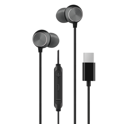 In-Ear-Headset "Deluxe" - Aluminium - Rufannahme - Lautstärkeregelung - USB Type-C