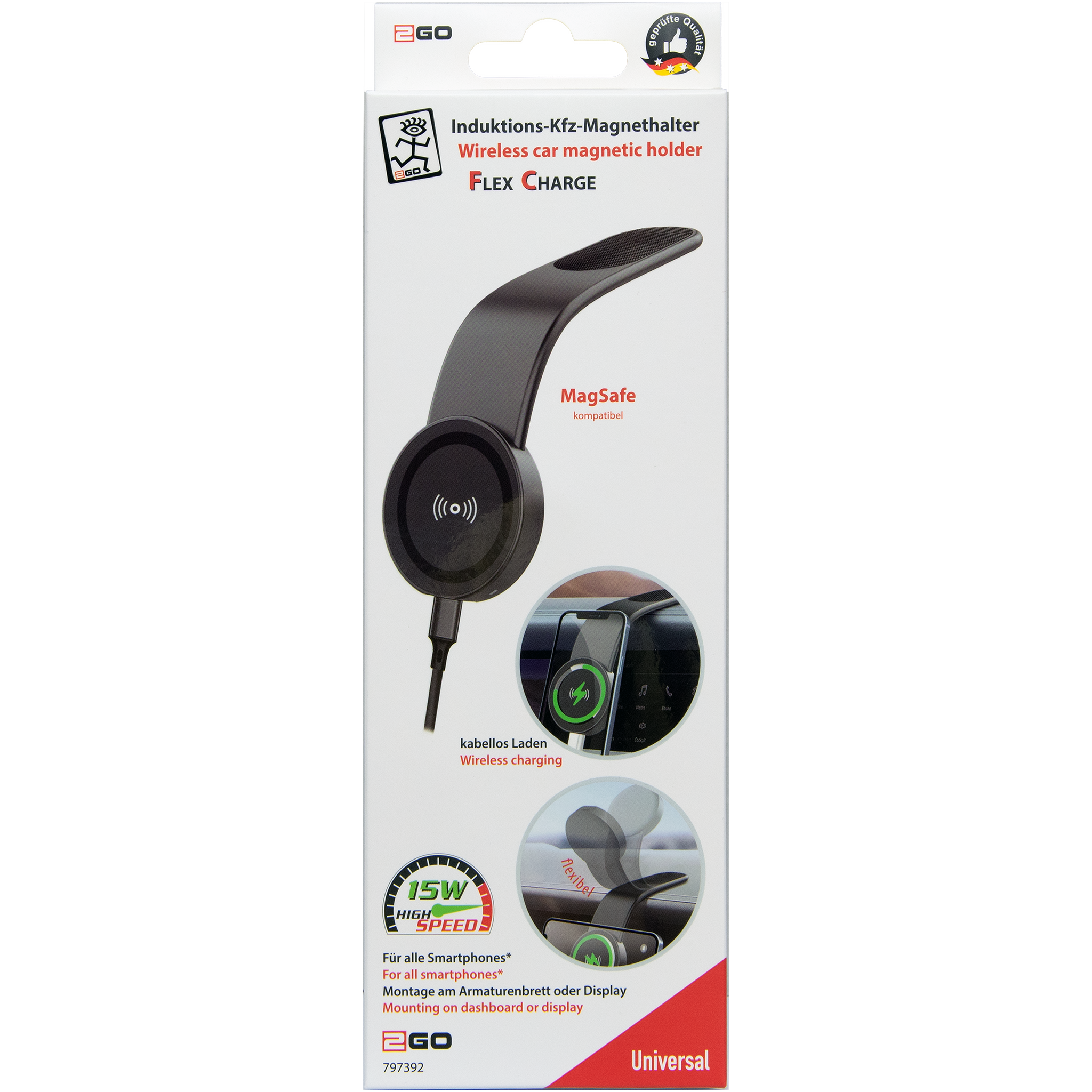 Halter "Flexcharge" - MagSafe kompatibel - anthrazit - Verpackung