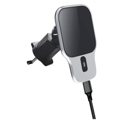 Halter "Airclip Charge" - MagSafe kompatibel - 15 W Wireless Charging - silber