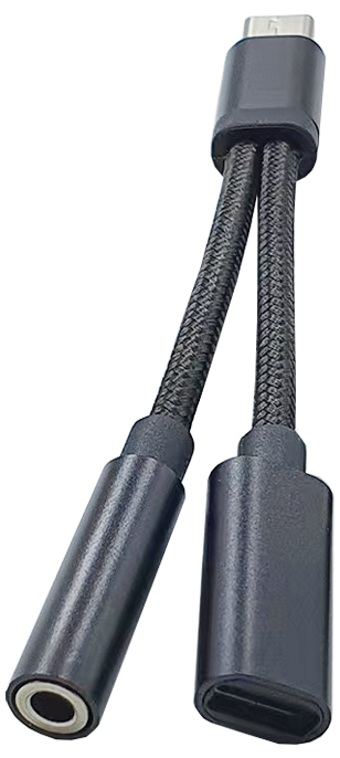 2 in 1 Audio-Adapter - USB Type-C Stecker auf USB Type-C Buchse und Klinkenbuchse - 10 cm