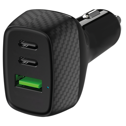USB Kfz Ladegerät - 12 V / 24 V - 1 x USB A - 2 x USB Type-C - 3250 mA - 65 W - schwarz
