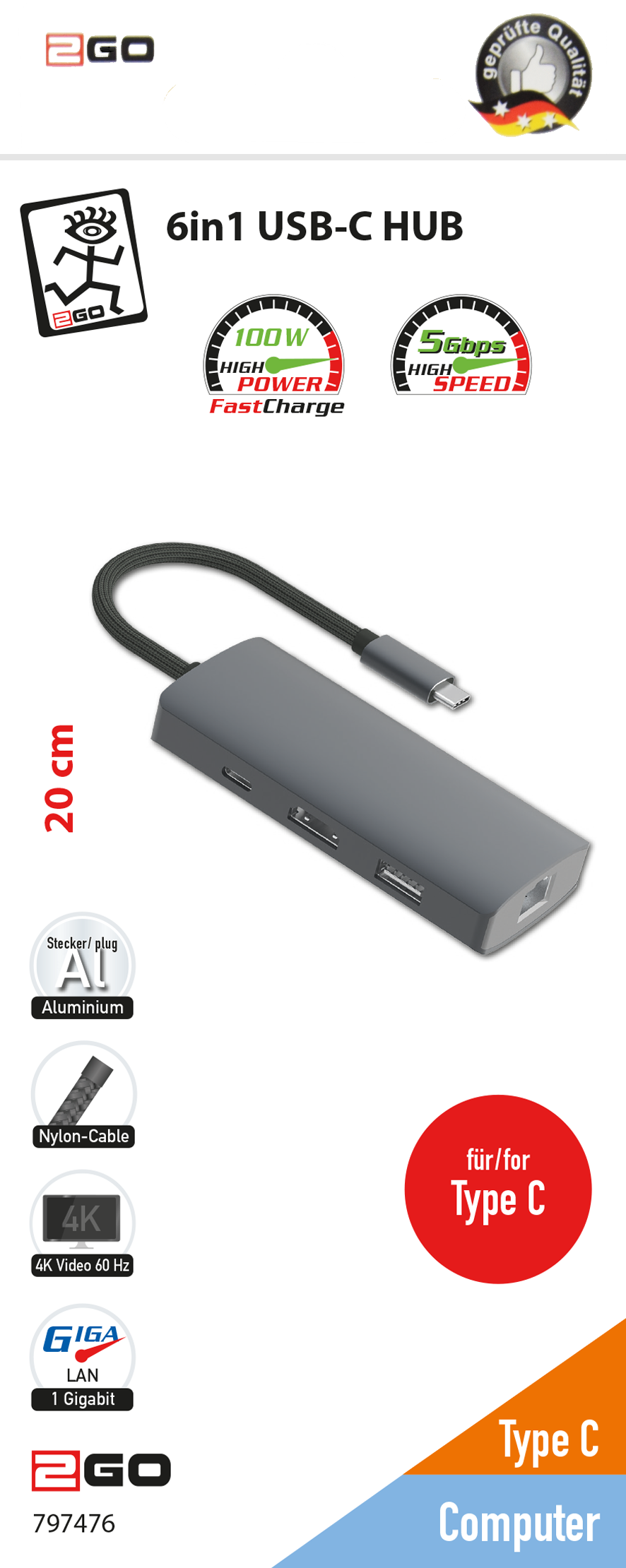 6 in 1 USB Type-C Hub