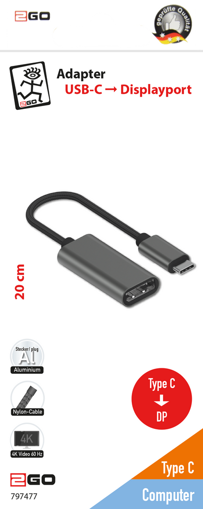 Adapter USB Type-C <-> Displayport