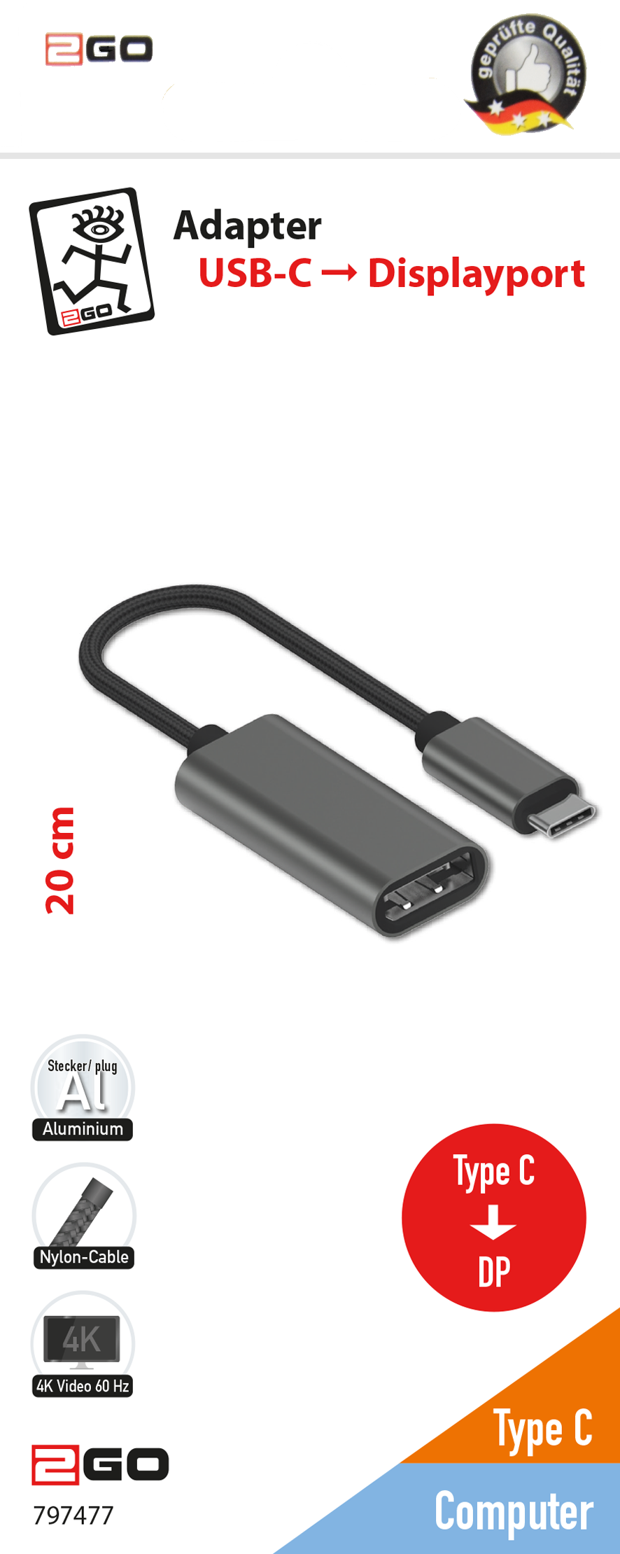 Adapter USB Type-C <-> Displayport