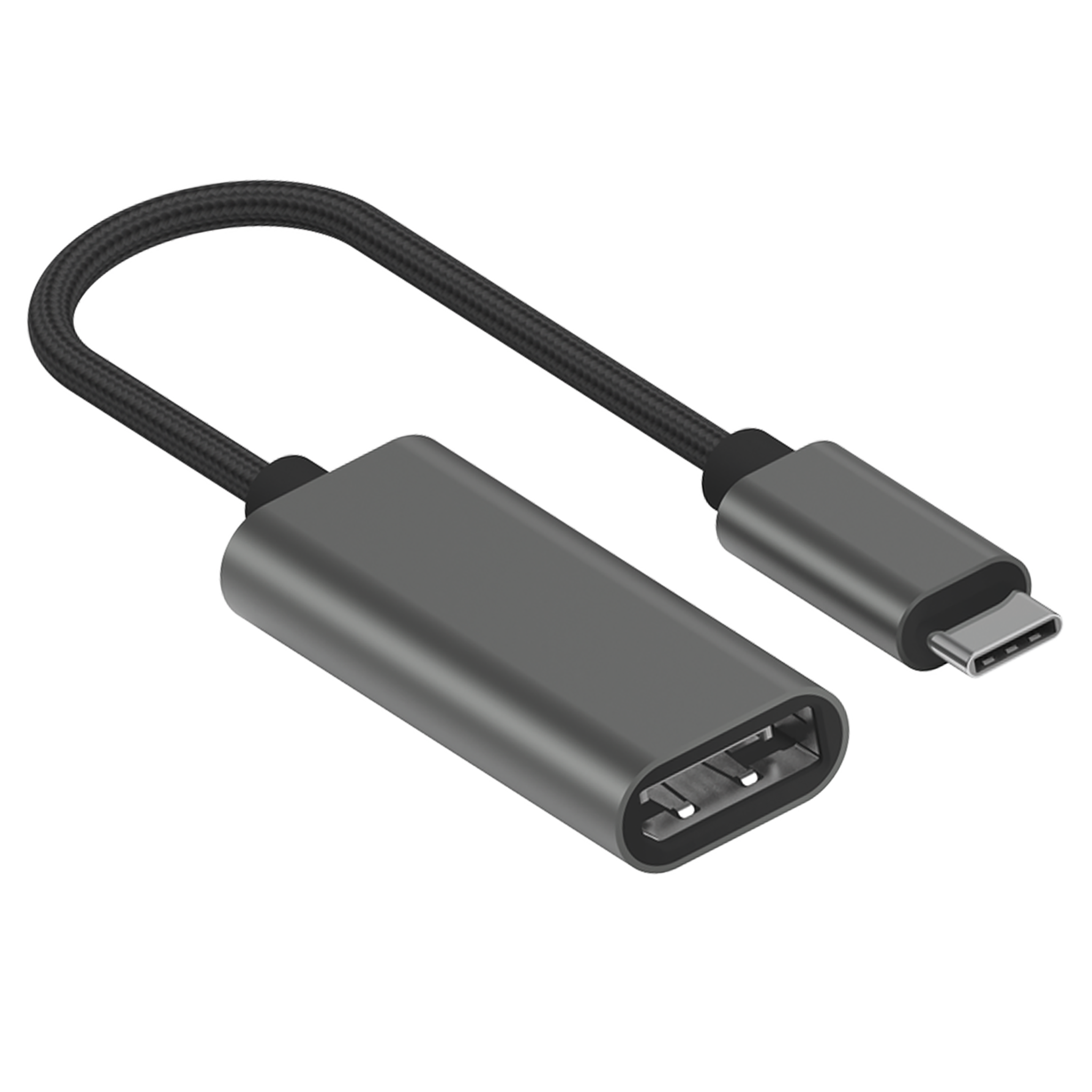 Adapter USB Type-C auf Displayport - Aluminium-Gehäuse - 4K Video bei 60 Hz - silber / schwarz