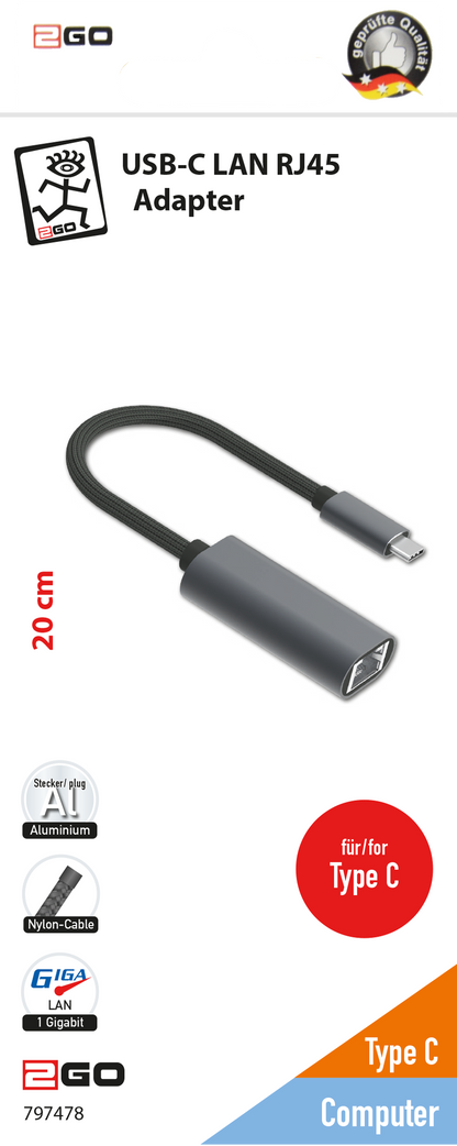 Adapter USB Type-C <-> LAN RJ45