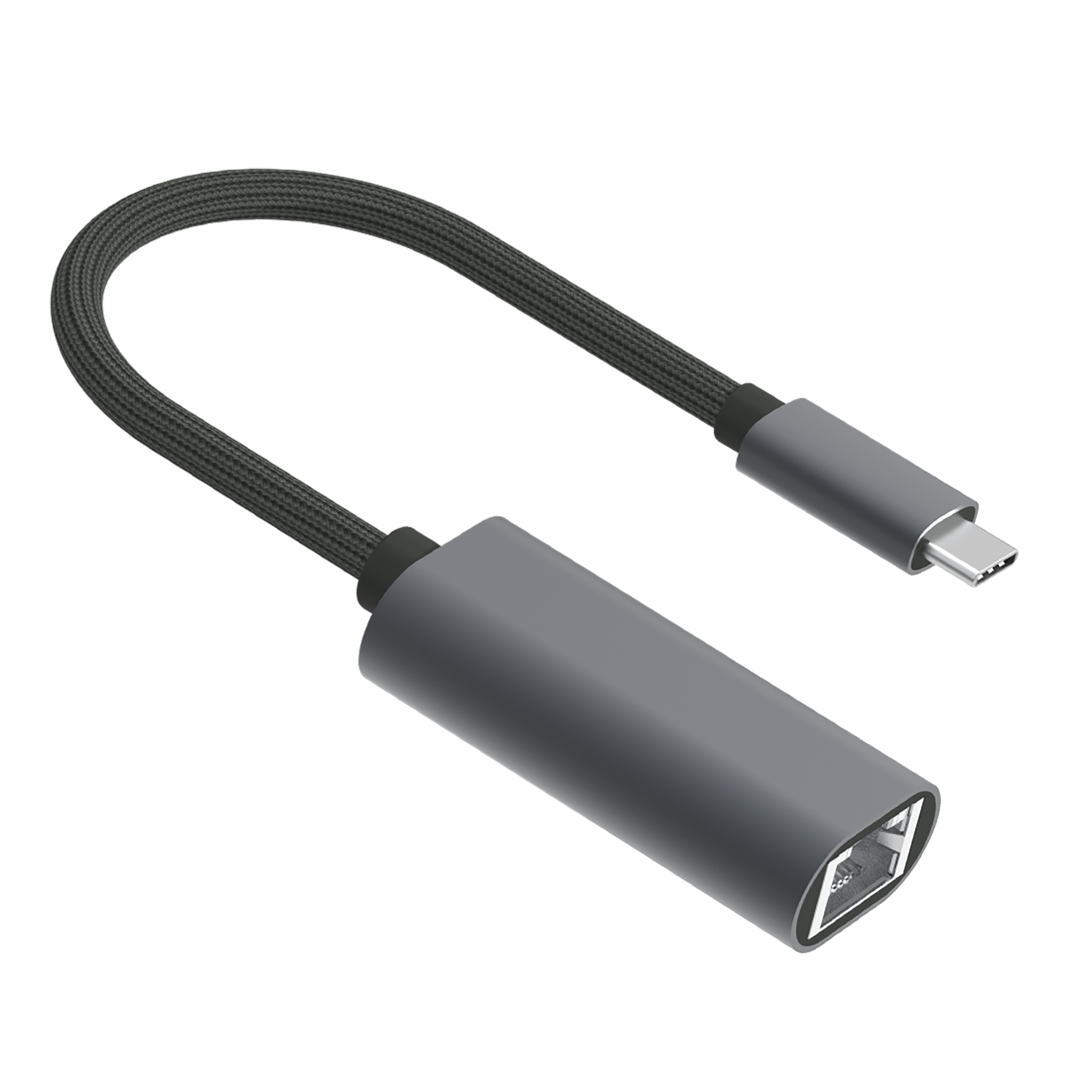 Adapter USB Type-C auf LAN RJ45 - Aluminium-Gehäuse - bis zu 1000 MBps Datenübertragung - schwarz / silber
