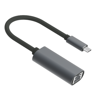 Adapter USB Type-C auf LAN RJ45 - Aluminium-Gehäuse - bis zu 1000 MBps Datenübertragung - schwarz / silber