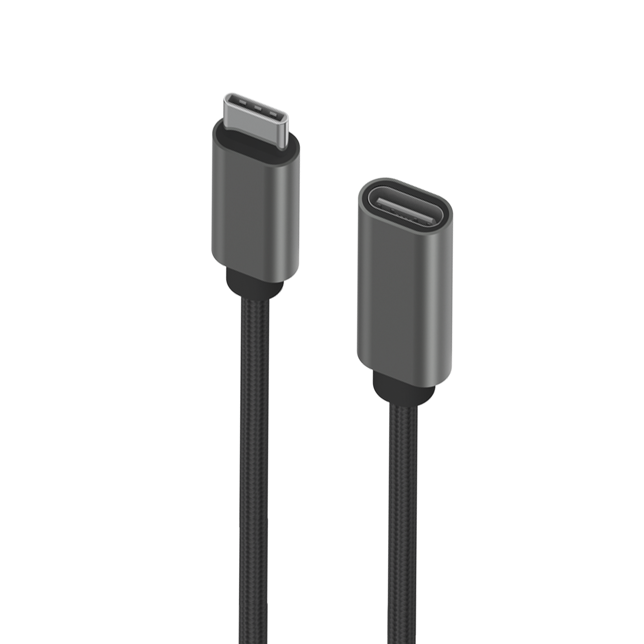 USB Type-C Verlängerung - USB Type-C Buchse auf USB Type-C Stecker - 200 cm - grau