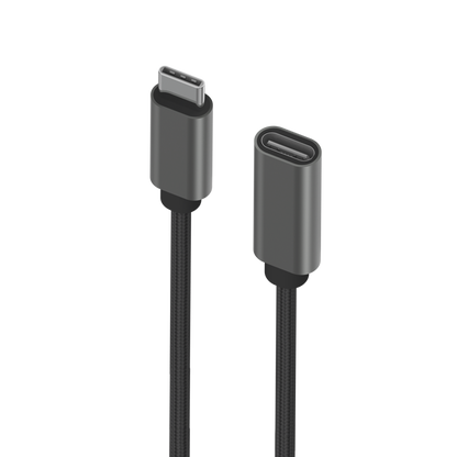 USB Type-C Verlängerung - USB Type-C Buchse auf USB Type-C Stecker - 200 cm - grau