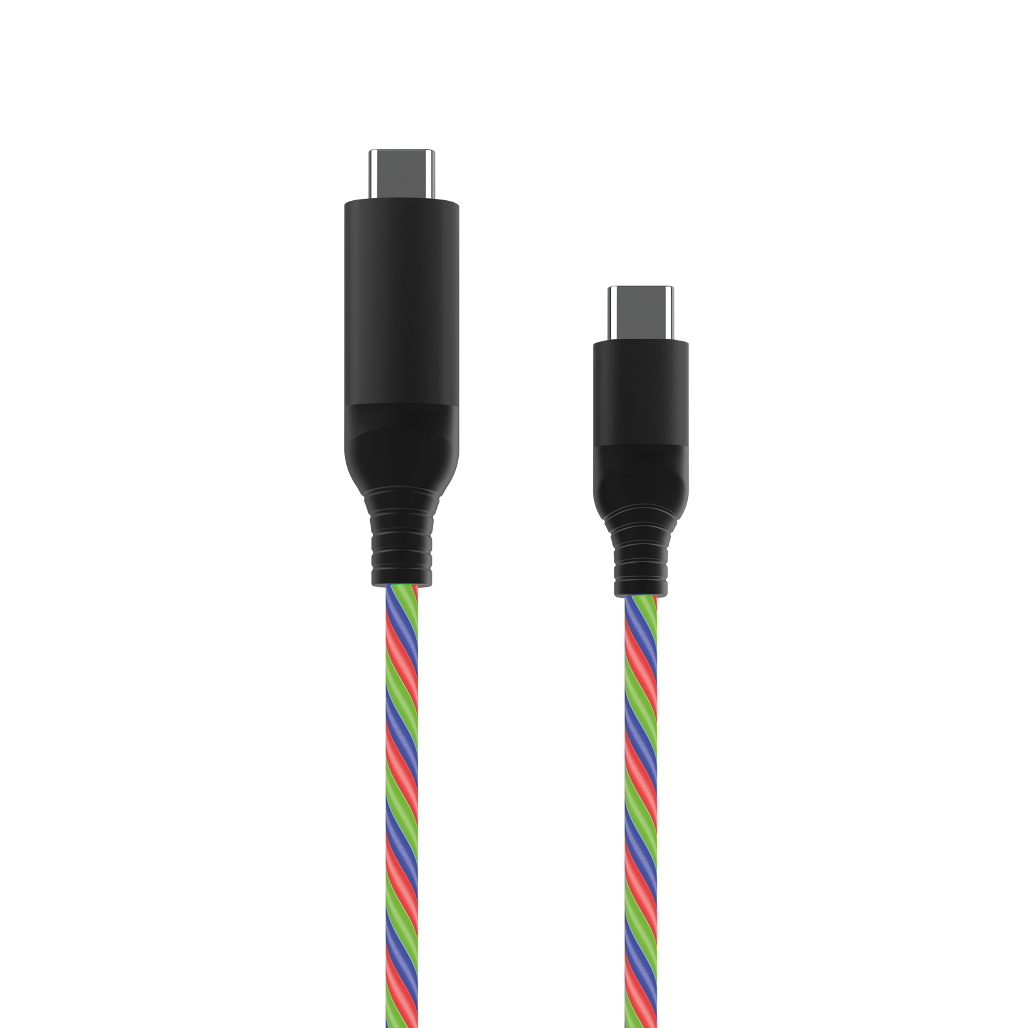 USB Datenkabel "Tricolor" - USB Type-C <-> USB Type-C - 100 cm - mit dreifarbiger LED-Beleuchtung