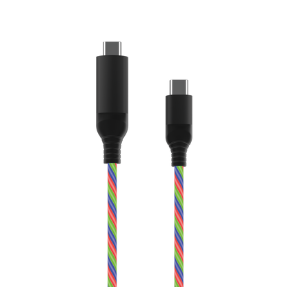 USB Datenkabel "Tricolor" - USB Type-C <-> USB Type-C - 100 cm - mit dreifarbiger LED-Beleuchtung