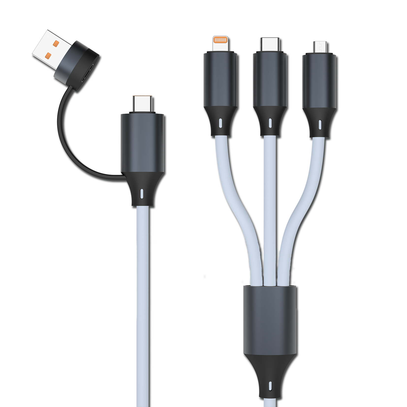 All in One USB A / Type-C Ladekabel - hellblau - 120 cm