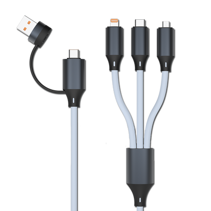 All in One USB A / Type-C Ladekabel - hellblau - 120 cm