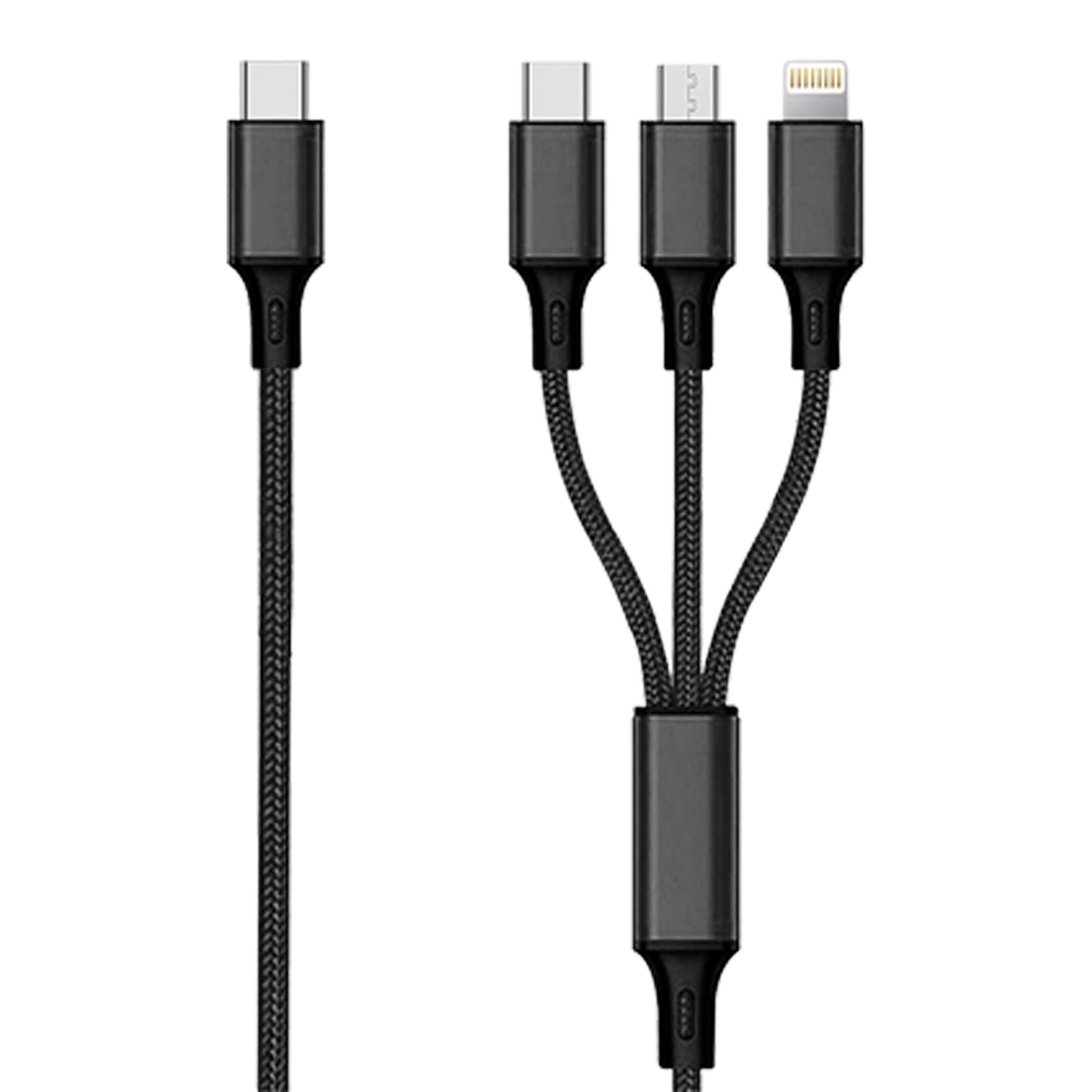 USB Reise-Ladeset - 12 V / 24 V und 100 V - 240 V - 3-in-1 Kabel - 3000 mA - 20 W - schwarz - Kabel
