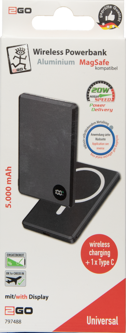 Wireless Powerbank 5000 mA - 1 x USB Type-C