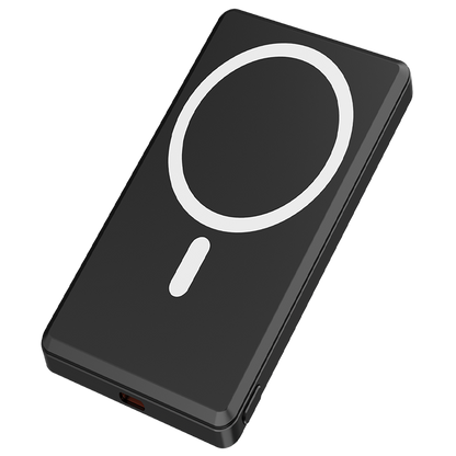 Powerbank - 5000 mAh - 1 x USB Type-C - MagSafe kompatibel - Digitaldisplay - USB A auf USB Type-C Kabel - schwarz