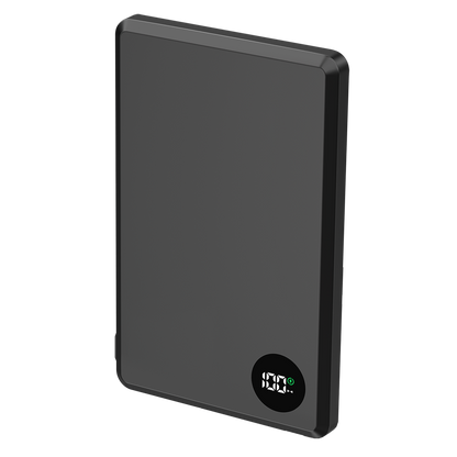 Powerbank - 5000 mAh - 1 x USB Type-C - MagSafe kompatibel - Digitaldisplay - USB A auf USB Type-C Kabel - schwarz