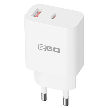 Netzladegerät 100 V - 240 V - 1 x USB A und 1 x USB Type-C - 3000 mA - 20 W -weiß