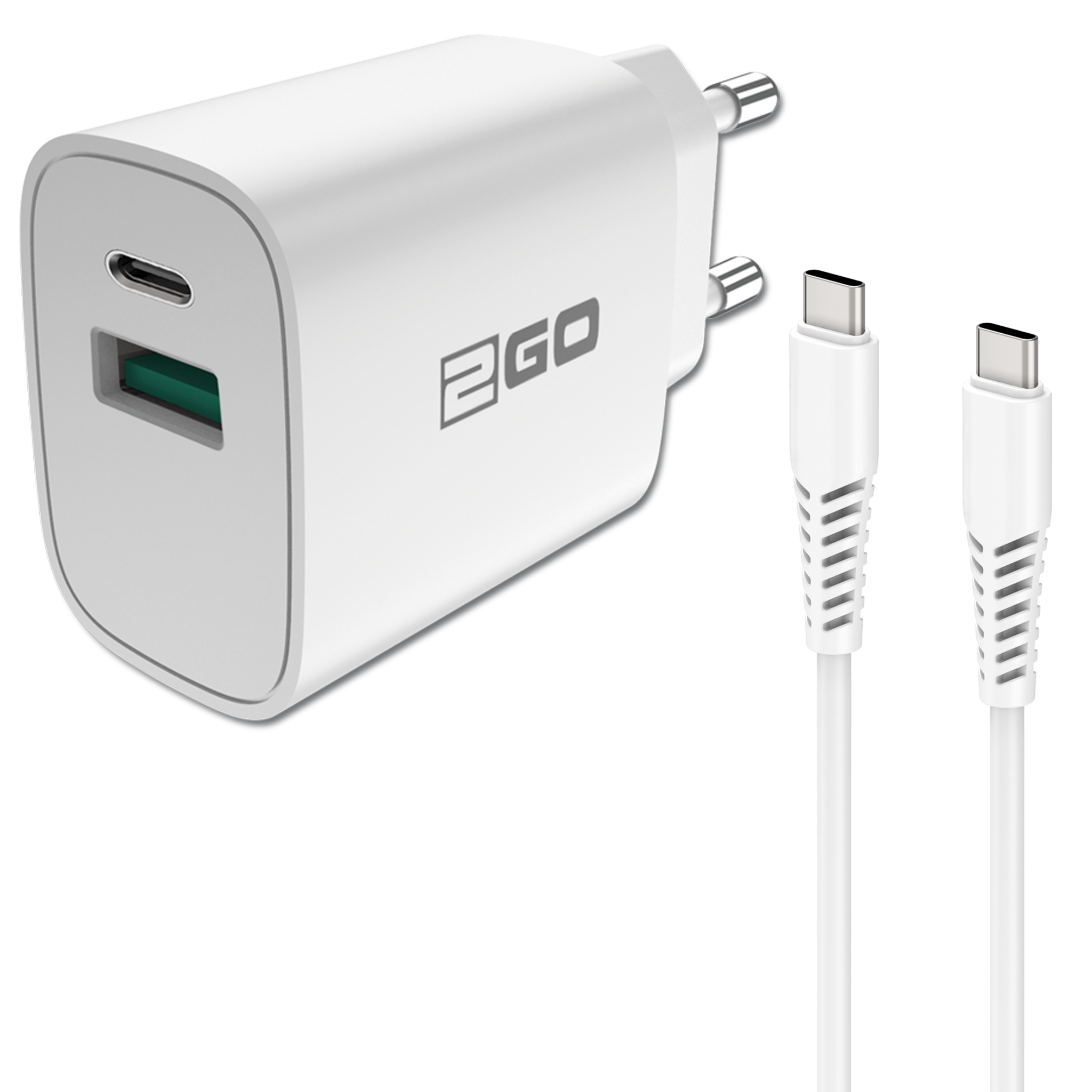 USB Netzladeset 100 V - 240 V mit USB Type-C Kabel - 3000 mA - 20 W - weiß