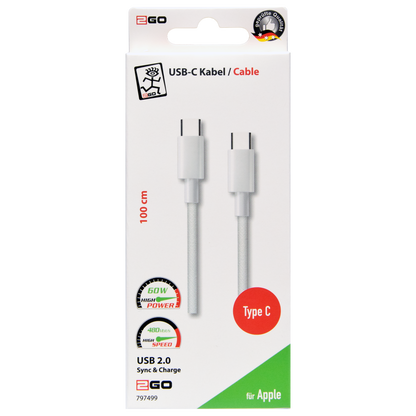 USB Kabel USB Type-C auf USB Type-C - weiß - 100 cm - Verpackung