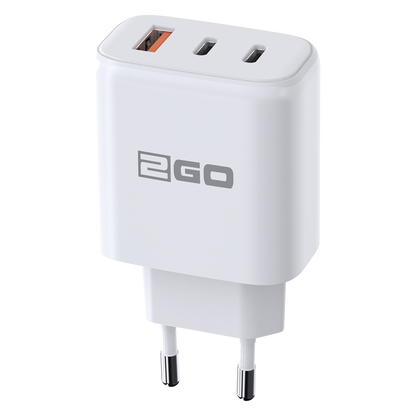 USB Netzladegerät 100 V - 240 V - 1 x USB A und 2 x USB Type-C - 3250 mA - 65 W - weiß